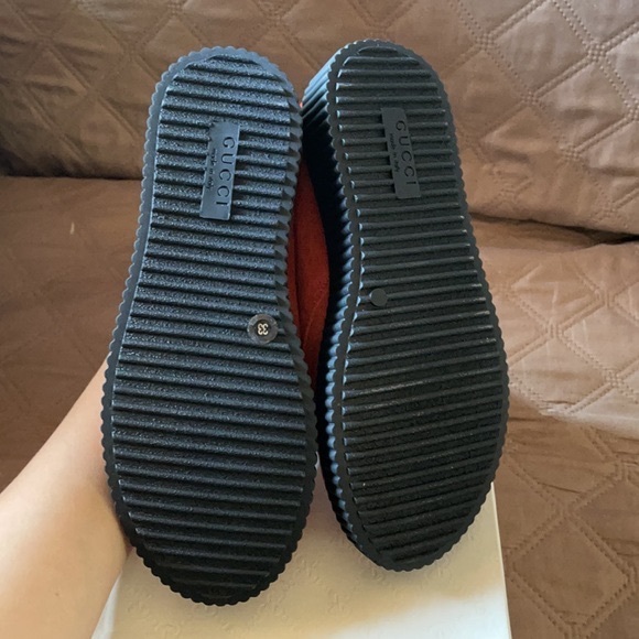 GUCCI • RARE SUEDE LEATHER DARK ORANGE PLATFORM CREEPERS 33 (2-2.5) KIDS - Picture 5 of 10
